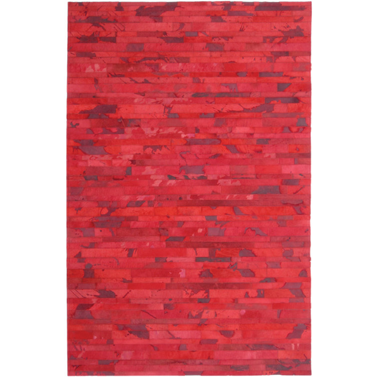 Handmade Red Stripe Cowhide 4' x 6' Rug