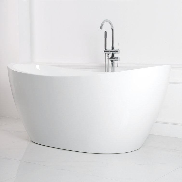Naha 67" Glossy White Acrylic Freestanding Soaking Bathtub