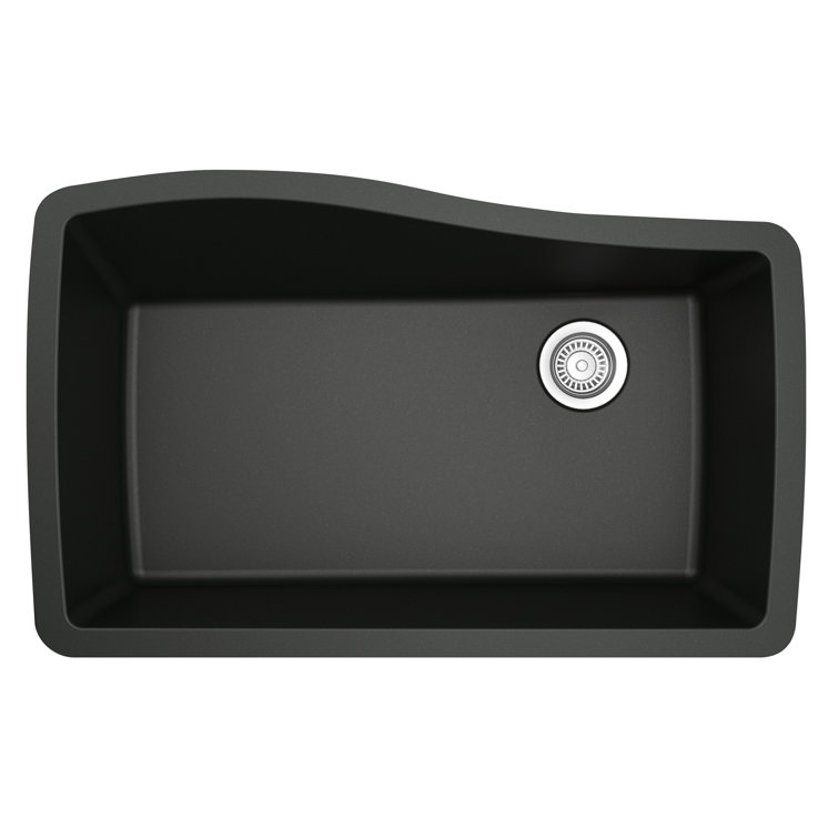 Black Quartz Composite Undermount Single Bowl Kitchen Sink