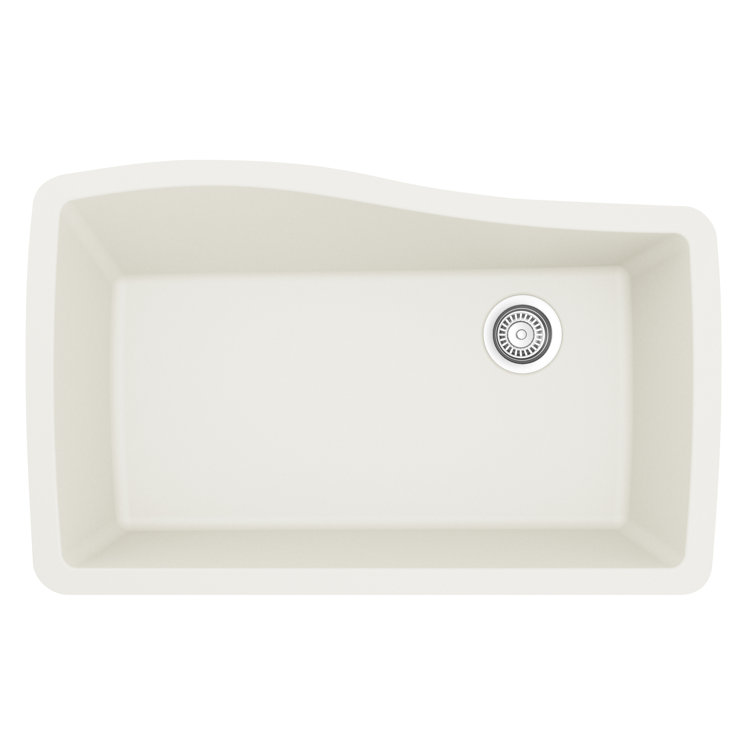 White Quartz Composite Single Bowl Undermount Kitchen Sink