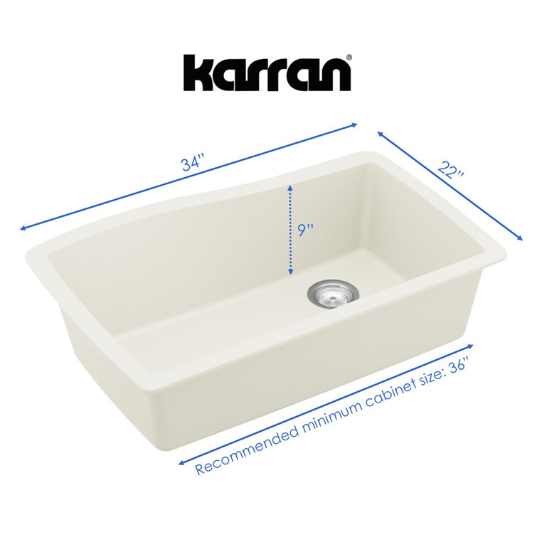 White Quartz Composite Single Bowl Undermount Kitchen Sink