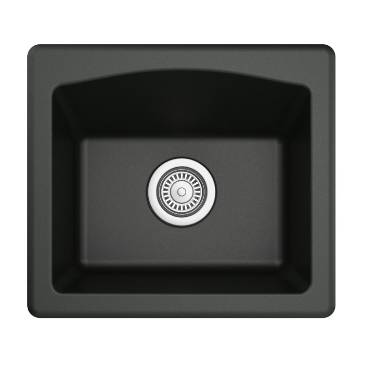 Black Quartz Composite 18'' Single Bowl Dual Mount Kitchen Sink