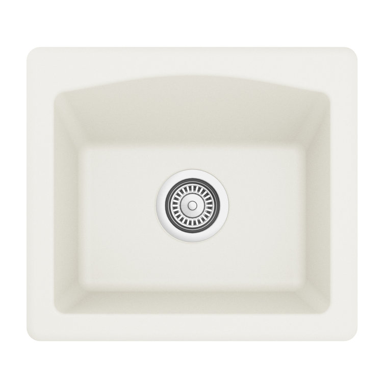 White Quartz Composite Single Bowl Drop-in Kitchen Sink
