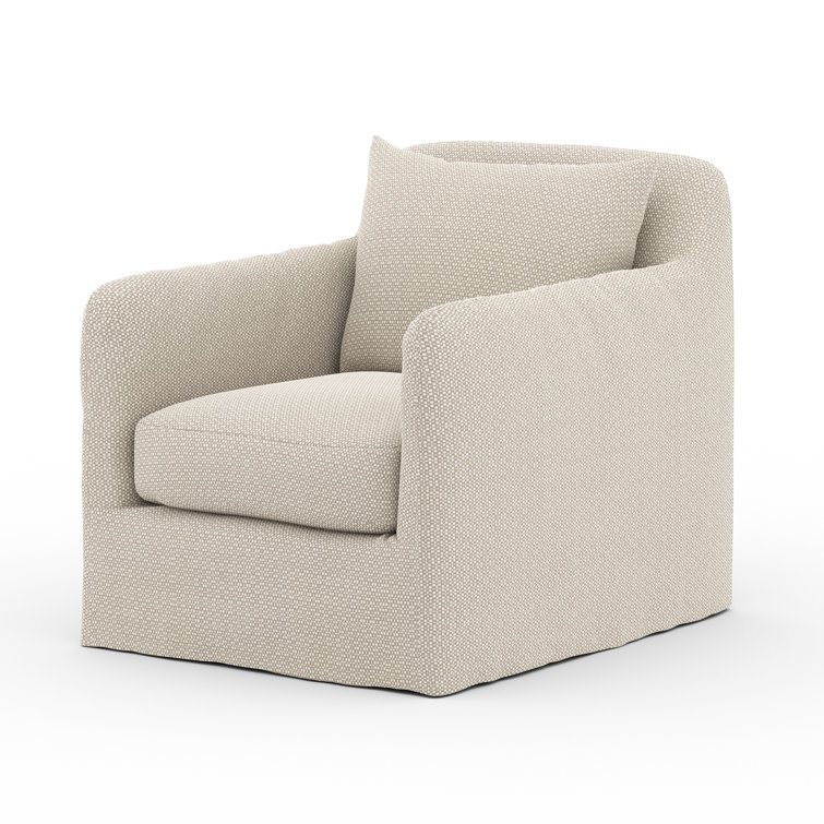Contemporary Beige Swivel Dining Chair with Plush Cushions