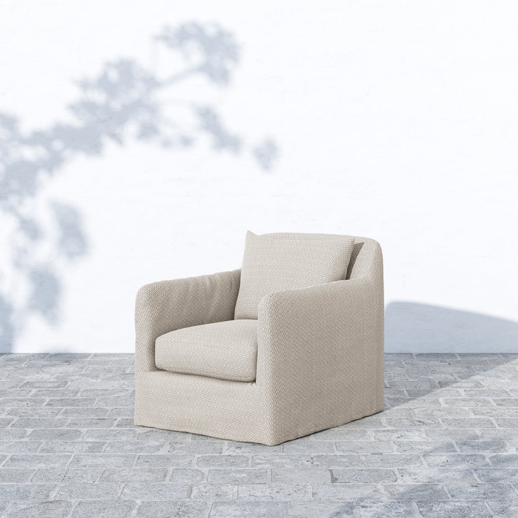 Contemporary Beige Swivel Dining Chair with Plush Cushions