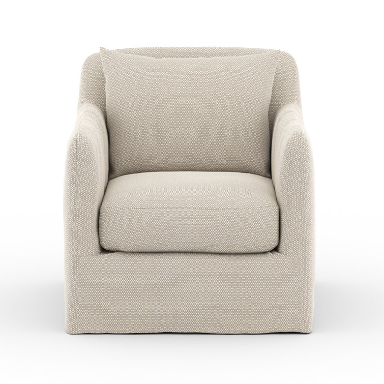 Contemporary Beige Swivel Dining Chair with Plush Cushions