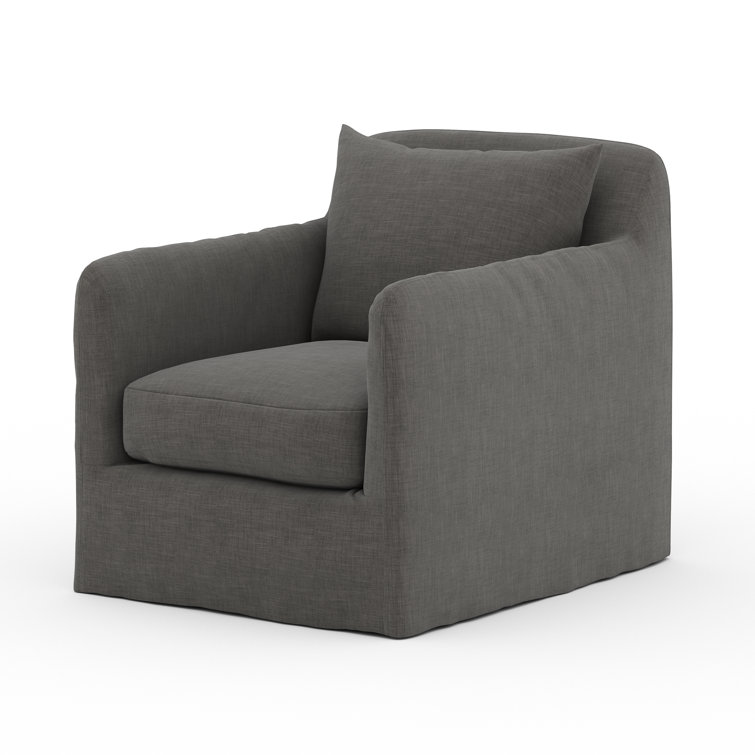 Charcoal Gray Swivel Dining Chair with Cushions