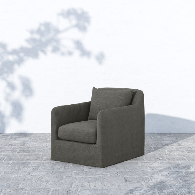 Charcoal Gray Swivel Dining Chair with Cushions