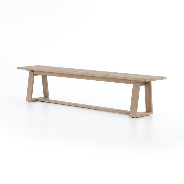 Atherton Washed Brown Teak Outdoor Dining Bench