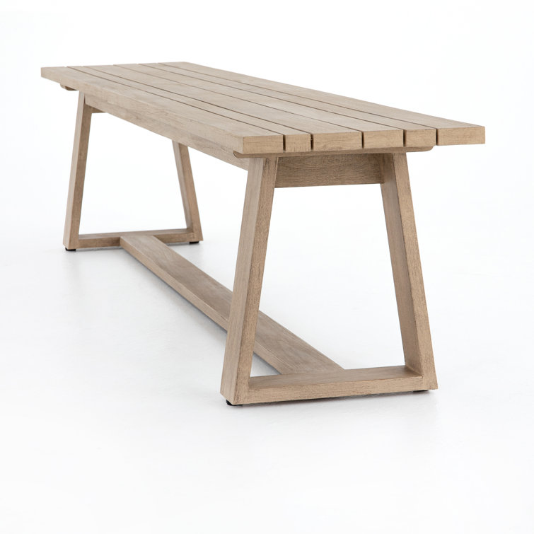 Atherton Washed Brown Teak Outdoor Dining Bench