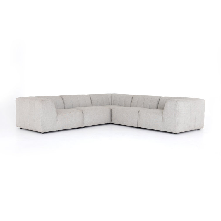 Gwen 121'' Gray Upholstered Outdoor Sectional with Wood Frame