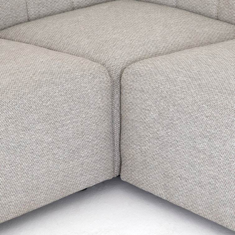 Gwen 121'' Gray Upholstered Outdoor Sectional with Wood Frame