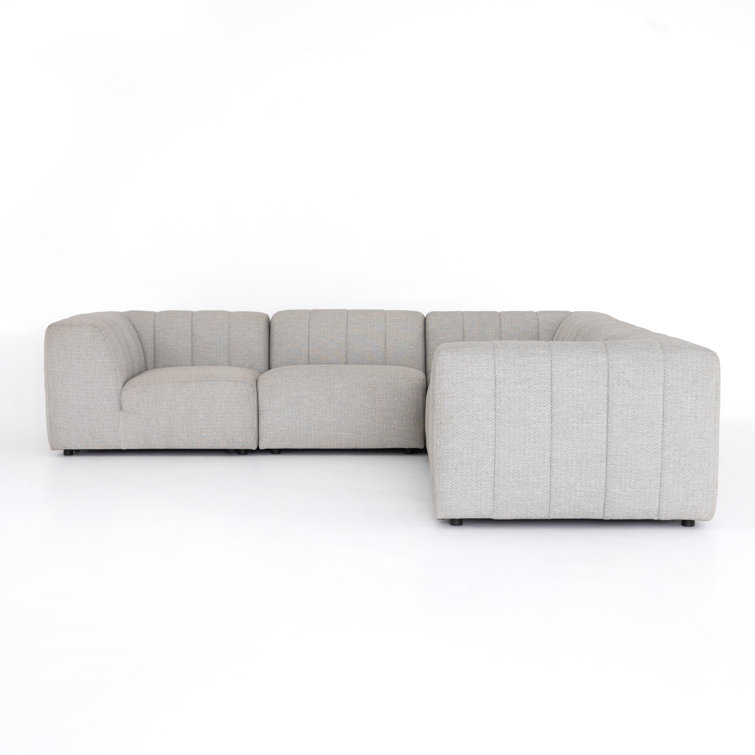 Gwen 121'' Gray Upholstered Outdoor Sectional with Wood Frame