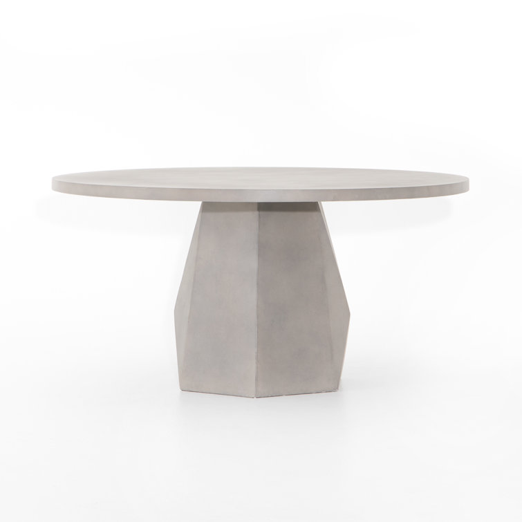 Contemporary 60'' Grey Concrete Faceted Round Dining Table