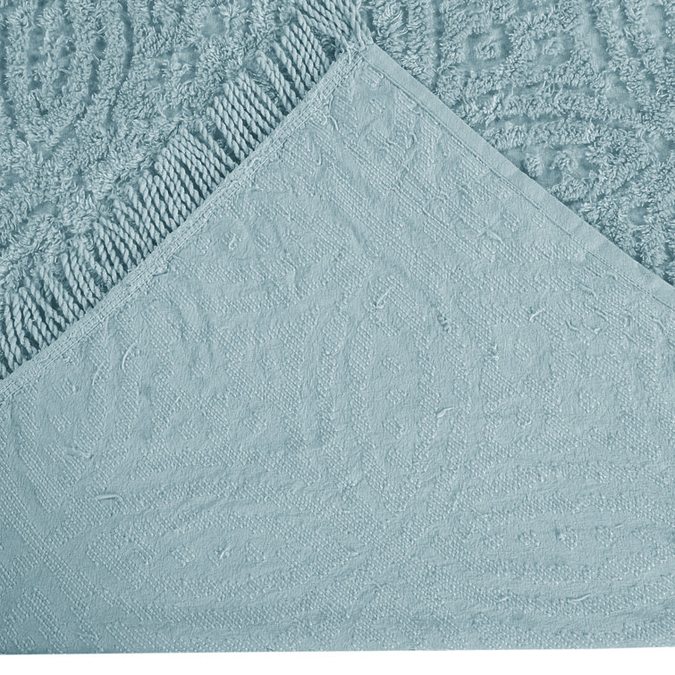 Blue Cotton Tufted Full Bedspread with Geometric Design