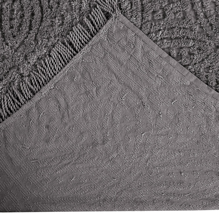 Gray Full Cotton Chenille Tufted Bedspread Set with Shams