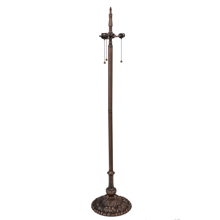 63" Cherry Blossom Stained Glass Floor Lamp with Bronze Base