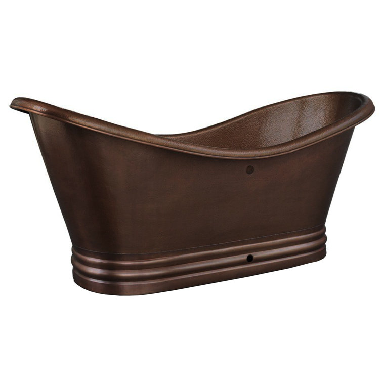 60'' Antique Hammered Copper Freestanding Soaking Bathtub