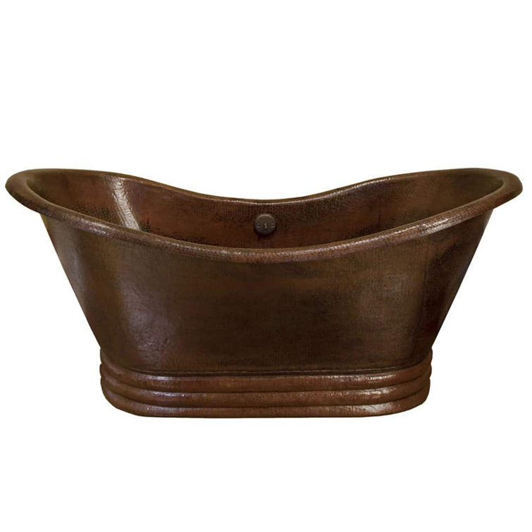 60'' Antique Hammered Copper Freestanding Soaking Bathtub
