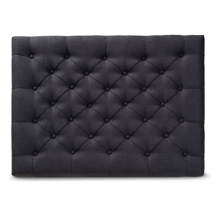 Charcoal Linen Fabric Tufted Cocktail Ottoman with Storage Shelf