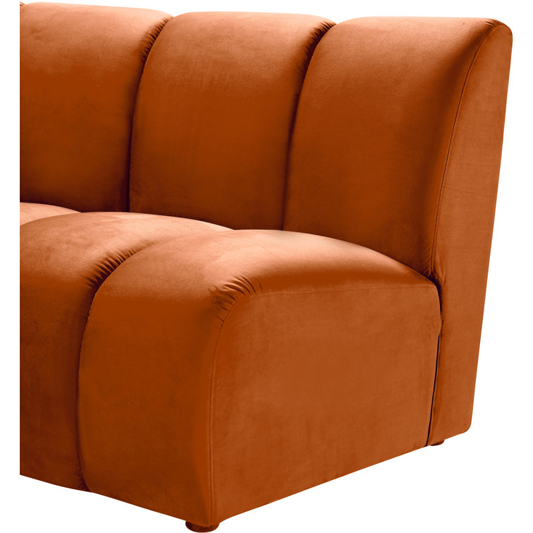 Cognac Velvet Tufted 9-Piece Modular Sectional Sofa