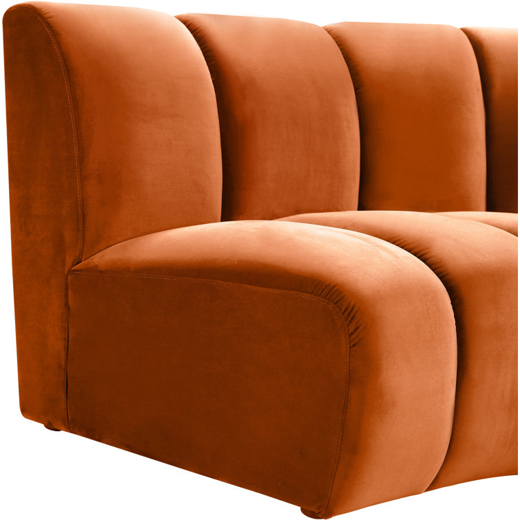 Cognac Velvet Tufted 9-Piece Modular Sectional Sofa