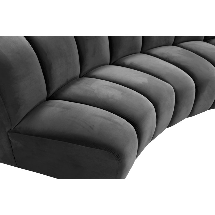 Infinity Soft Grey Velvet 9-Piece Tufted Modular Sectional