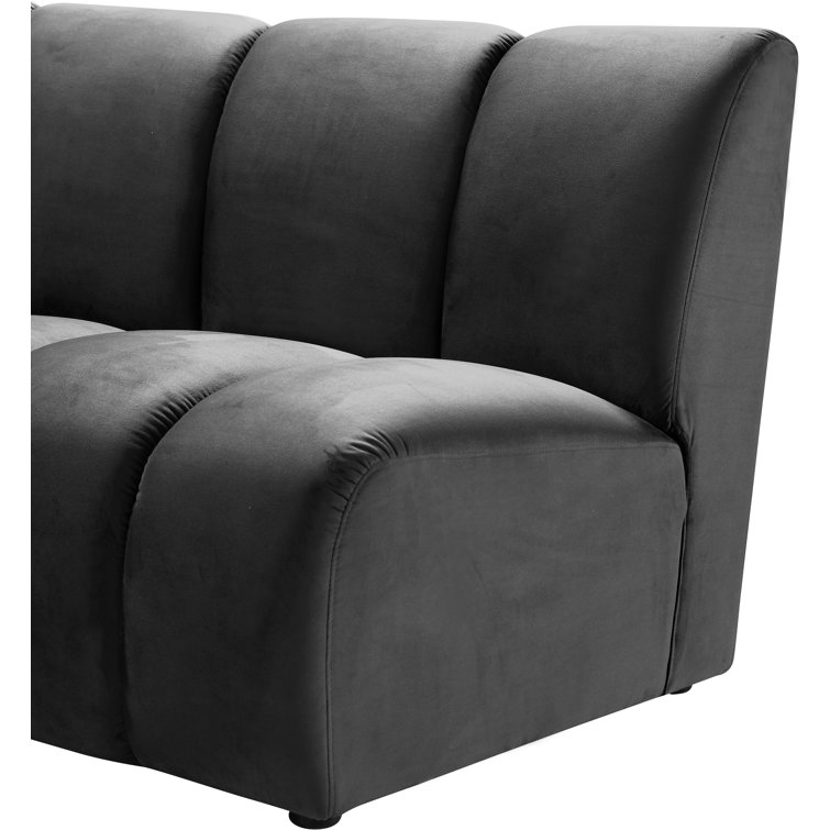 Infinity Soft Grey Velvet 9-Piece Tufted Modular Sectional