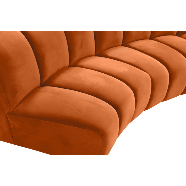 Cognac Velvet Tufted 9-Piece Modular Sectional Sofa