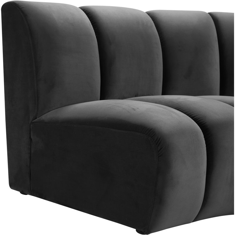 Infinity Soft Grey Velvet 9-Piece Tufted Modular Sectional