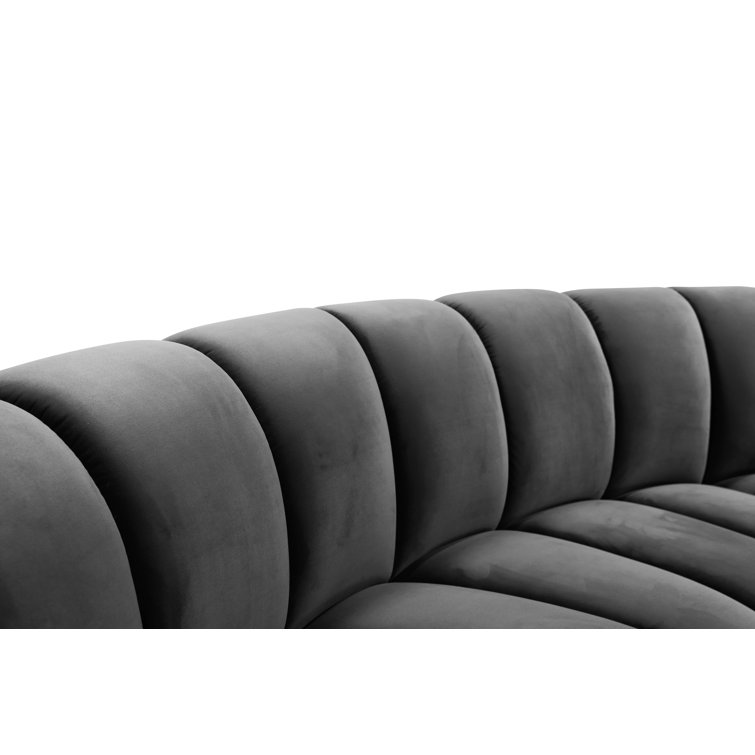 Infinity Soft Grey Velvet 9-Piece Tufted Modular Sectional