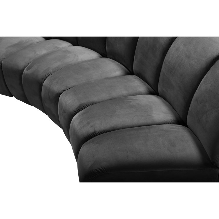 Infinity Soft Grey Velvet 9-Piece Tufted Modular Sectional