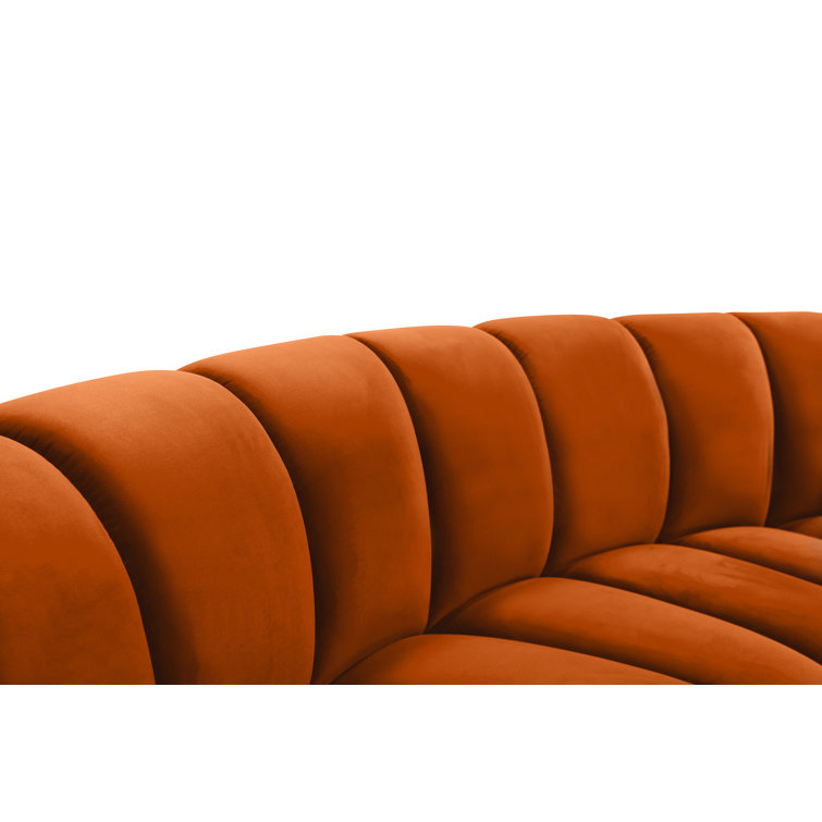 Cognac Velvet Tufted 9-Piece Modular Sectional Sofa
