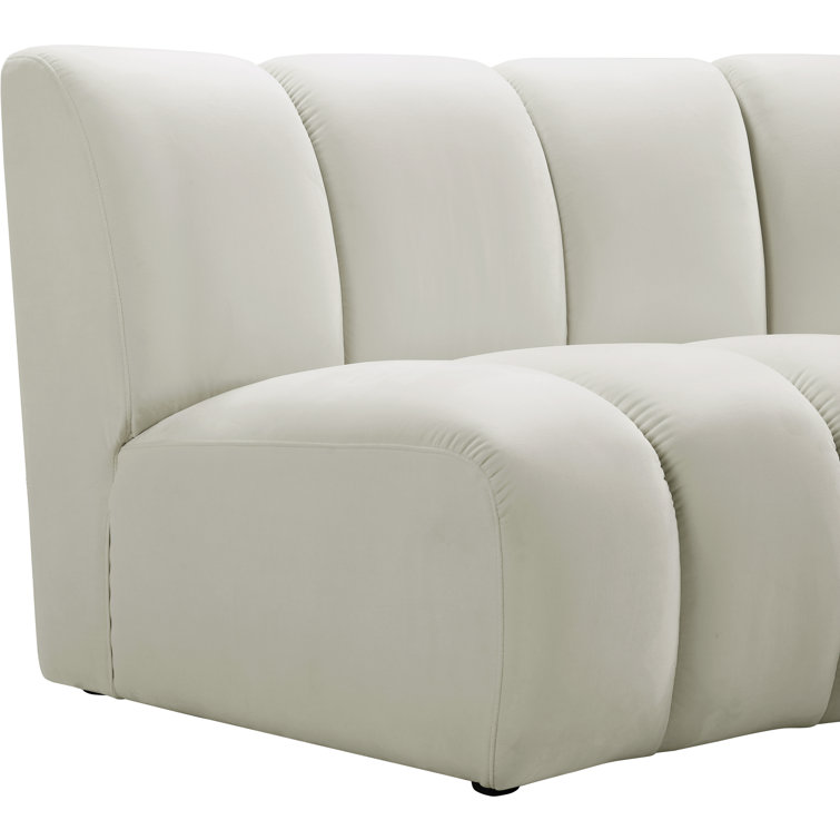 Infinity Cream Velvet 8-Piece Tufted Sectional Sofa