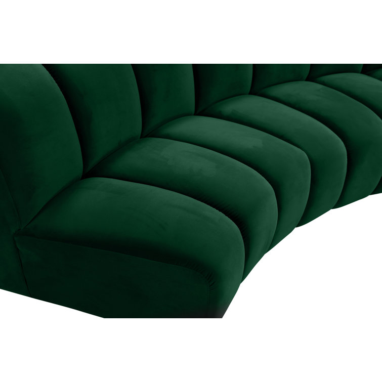 Green Velvet Tufted Seven Piece Sectional Sofa