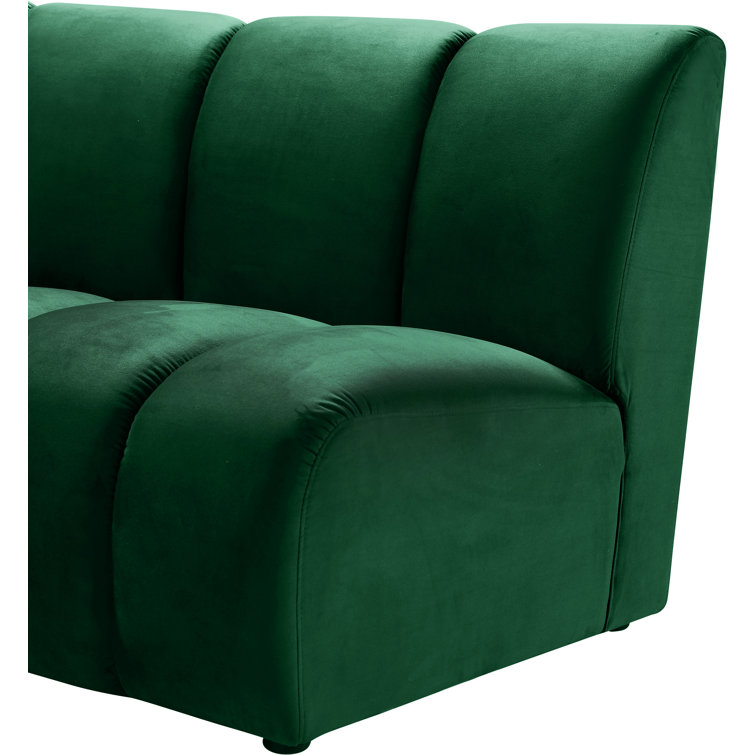 Green Velvet Tufted Seven Piece Sectional Sofa