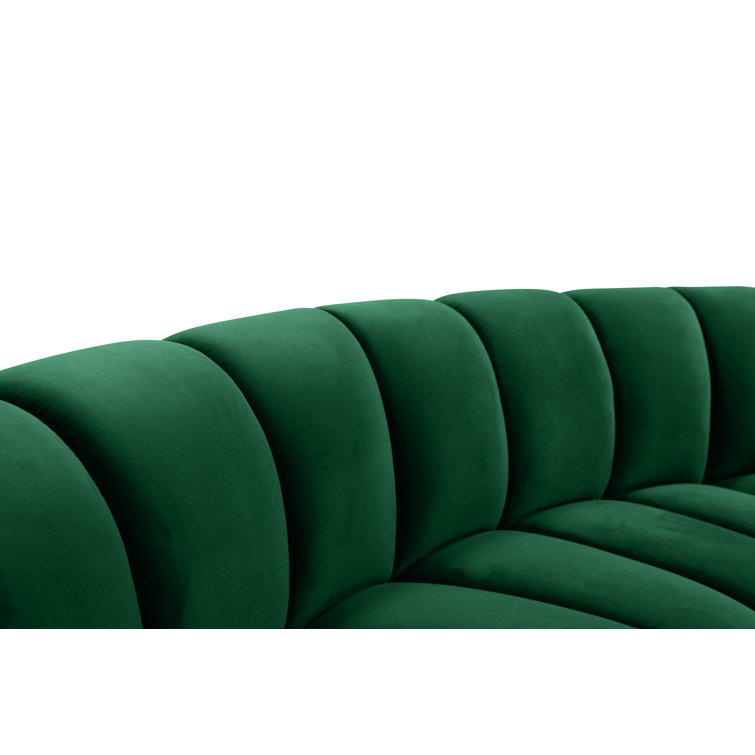 Green Velvet Tufted Seven Piece Sectional Sofa
