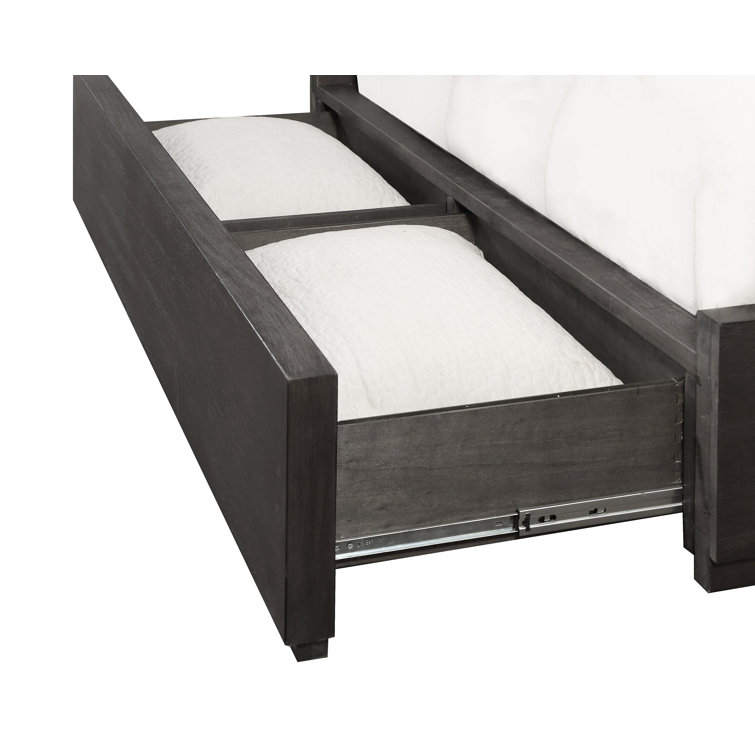 Modern Oxford Queen Bed with Tufted Upholstered Headboard and Storage