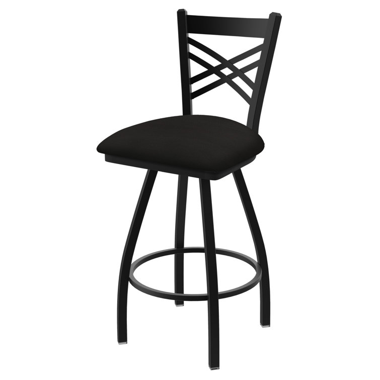 Catalina Extra Tall Black Swivel Bar Stool with Faux Leather Seat