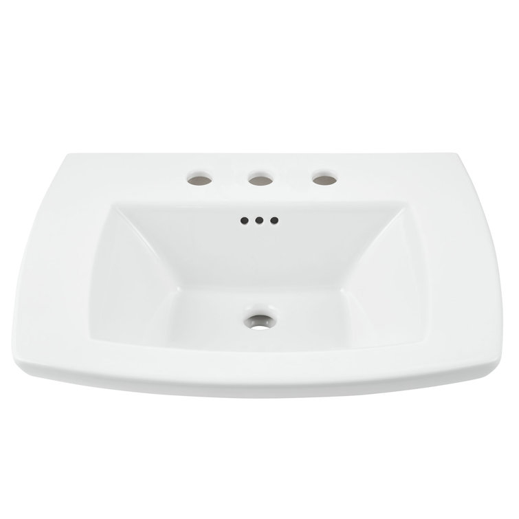 Edgemere 25'' White Ceramic Rectangular Pedestal Bathroom Sink