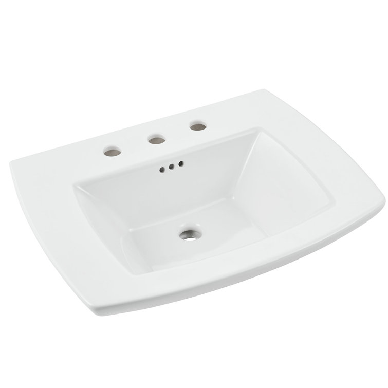 Edgemere 25'' White Ceramic Rectangular Pedestal Bathroom Sink