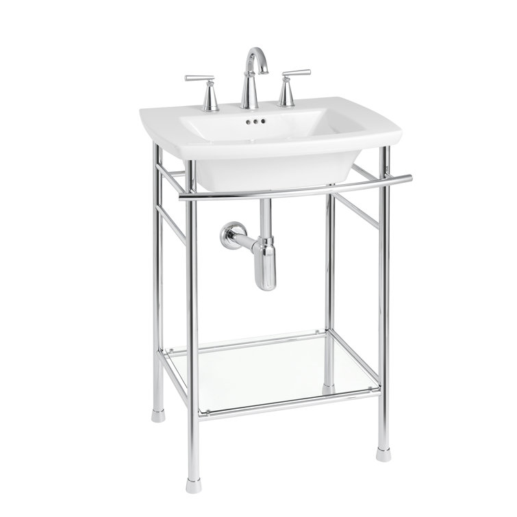 Edgemere 25'' White Ceramic Rectangular Pedestal Bathroom Sink