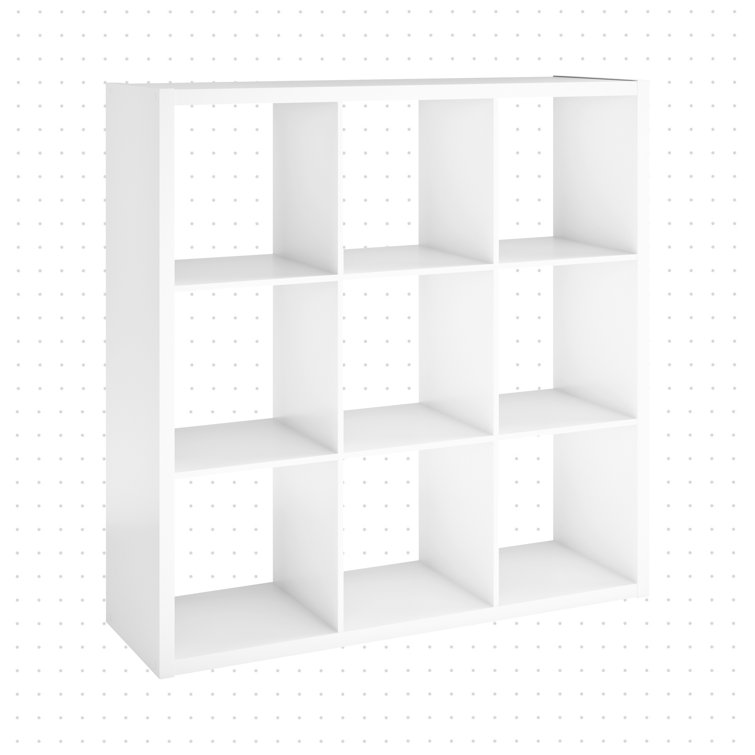Contemporary White Engineered Wood 9-Cube Organizer for Kids