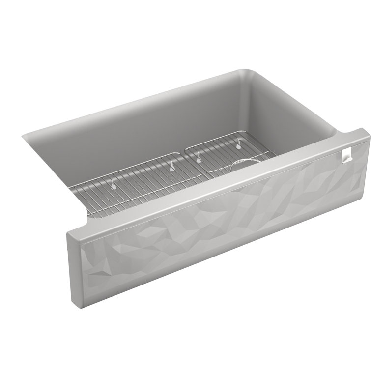 Gray Stone Undermount Farmhouse Single-Bowl Kitchen Sink
