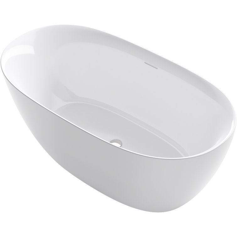 White Oval Freestanding Acrylic Soaking Bathtub