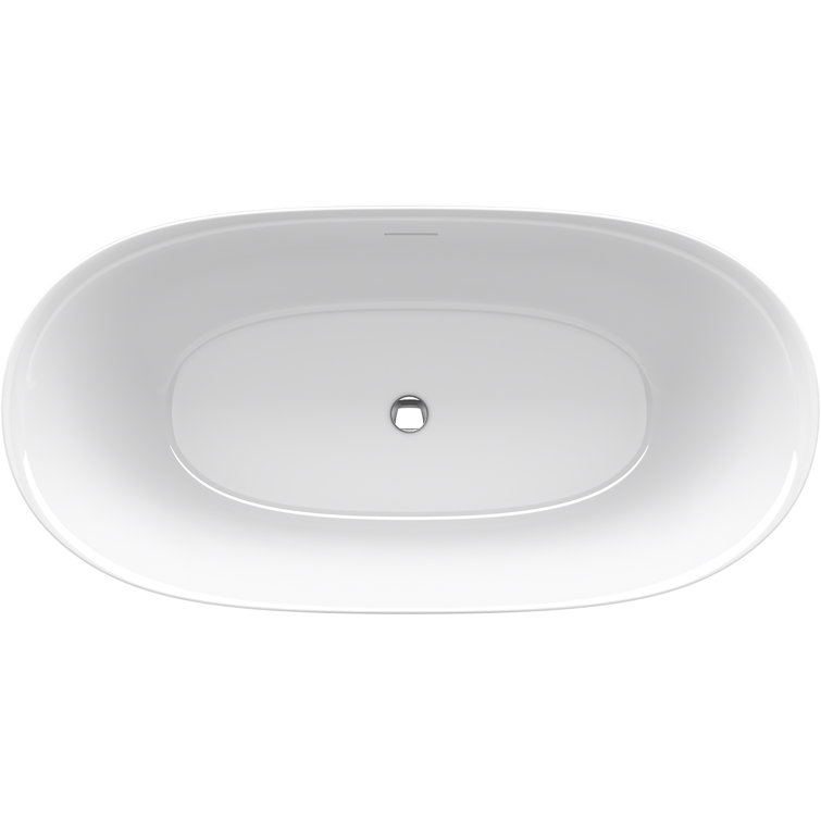 White Oval Freestanding Acrylic Soaking Bathtub
