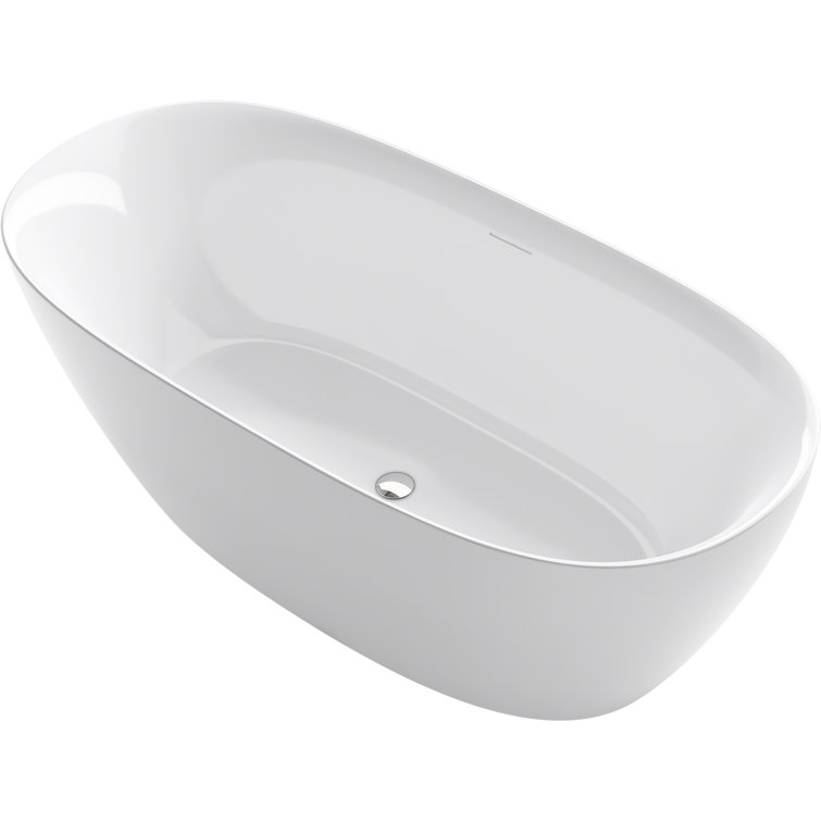 Unwind 67" White Acrylic Freestanding Soaking Bathtub