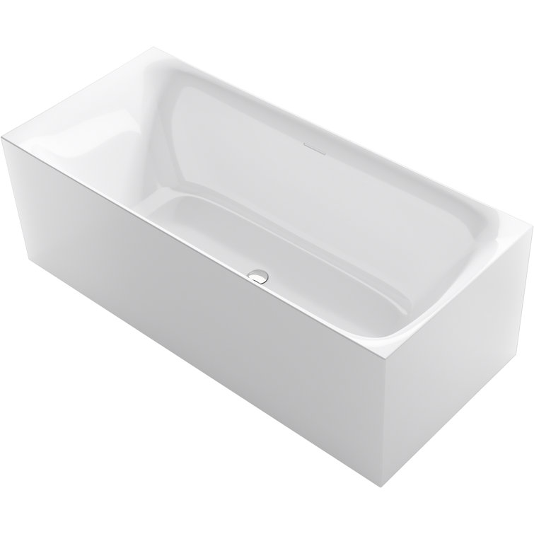 67'' Non-Slip White Freestanding Acrylic Soaking Bathtub