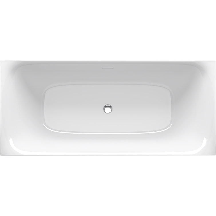 67'' Non-Slip White Freestanding Acrylic Soaking Bathtub