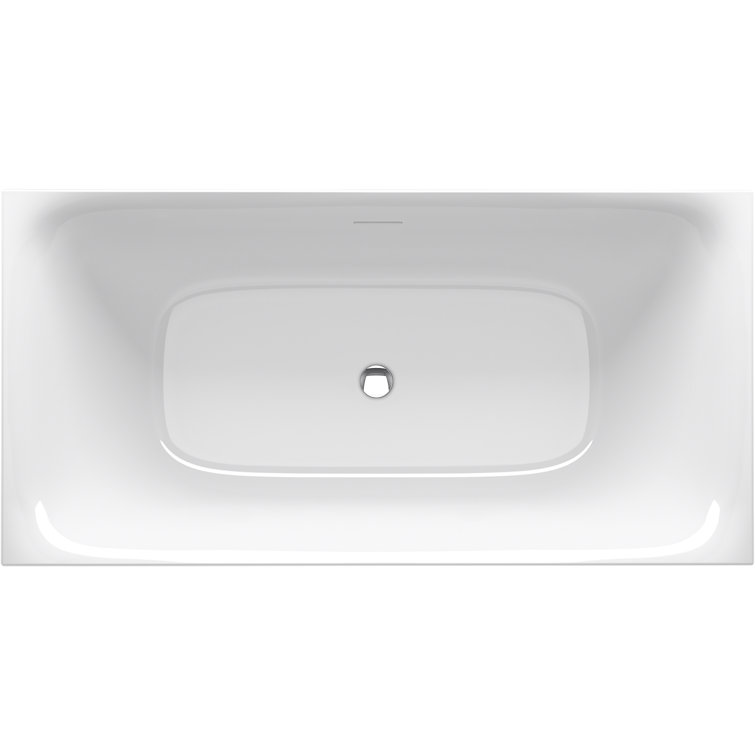 Unwind White Acrylic 59" x 30" Back-To-Wall Soaking Bathtub